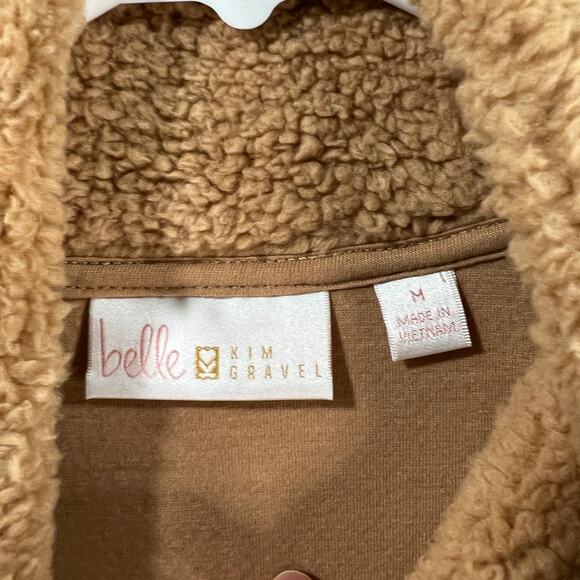 Belle by Kim Gravel Signature Zip Sherpa Vest Camel Size Medium - Picture 3 of 9